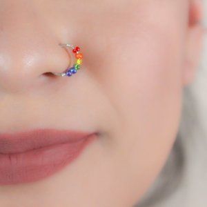Rainbow Helix, Nose or Lips Seamless Hoop Ring